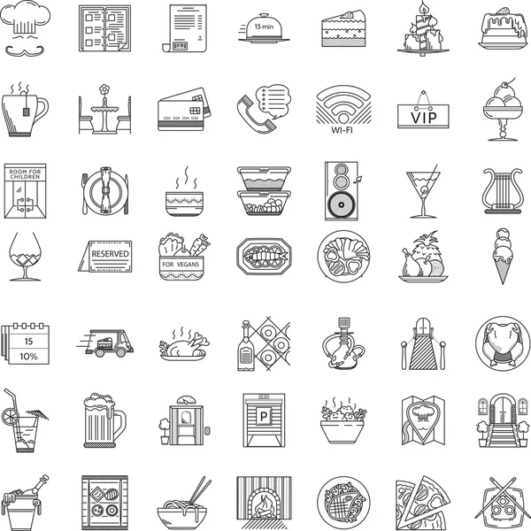 Restaurante línea plana iconos vector colección — Archivo Imágenes Vectoriales