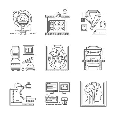 MRI flat line vector icons