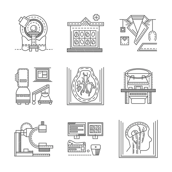 Iconos vectoriales de línea plana MRI — Archivo Imágenes Vectoriales