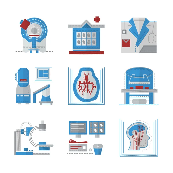 MRI flat color vector icons — 스톡 벡터