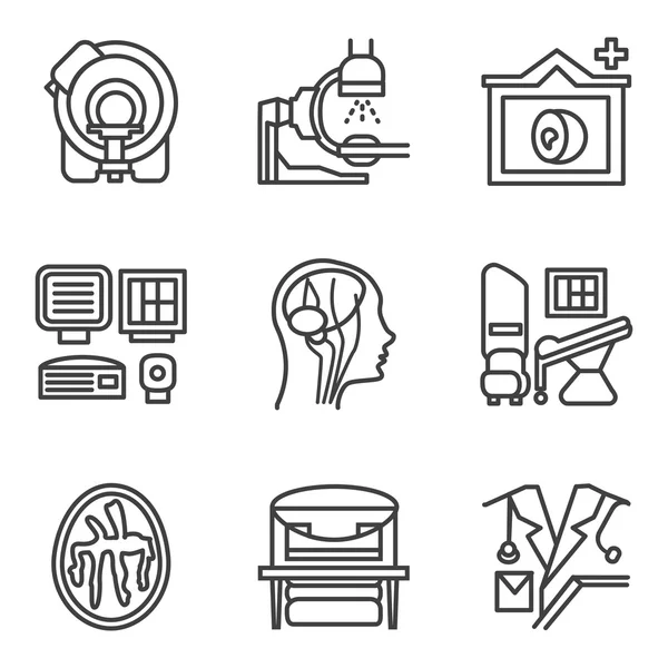 MRI black simple line vector icons set