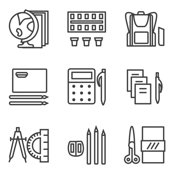 Simple line vector icons for school subjects — Stockový vektor