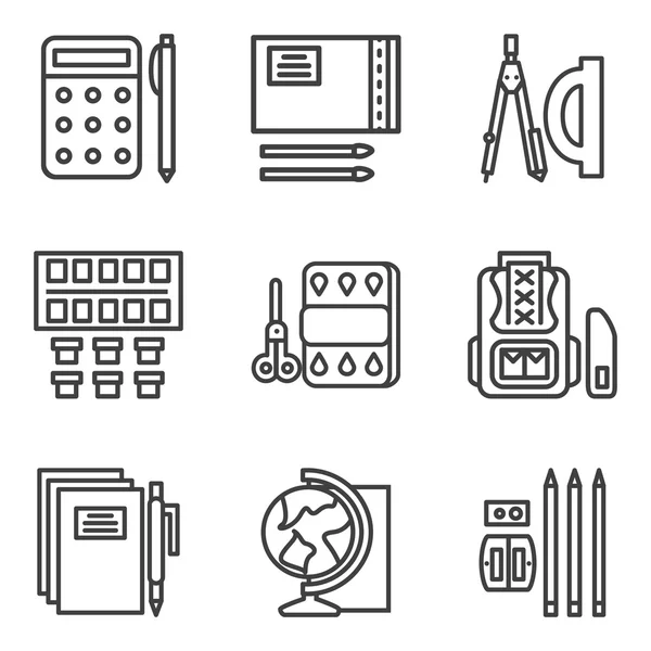 Simple line vector icons set for school — Stock vektor