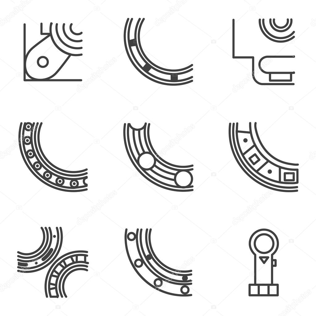 Parts of bearing line vector icons