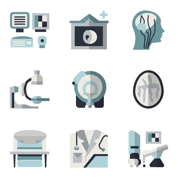 MRI blue and black flat vector icons — Stock Vector