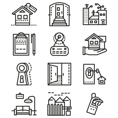 Rental of property line vector icons