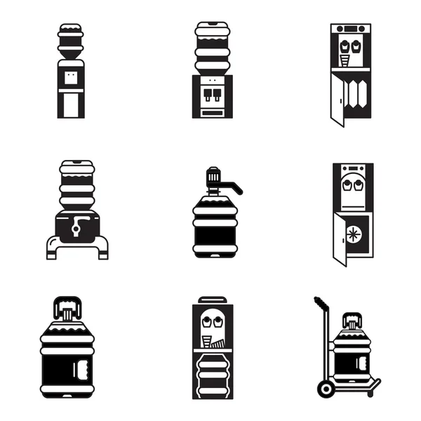 Black vector icons for water cooler — Stockvector