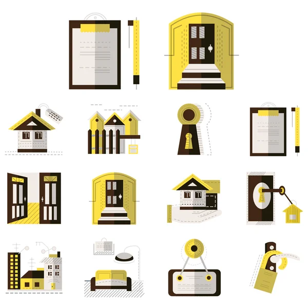 Rental of property flat color vector icons — Stockvector