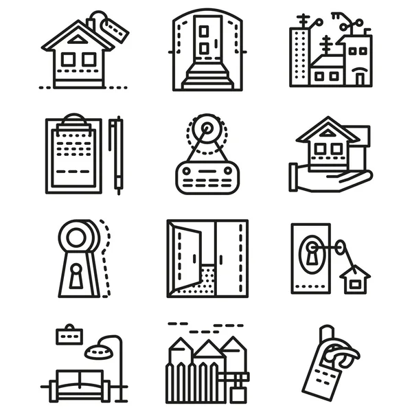 Rental of property line vector icons — Stok Vektör