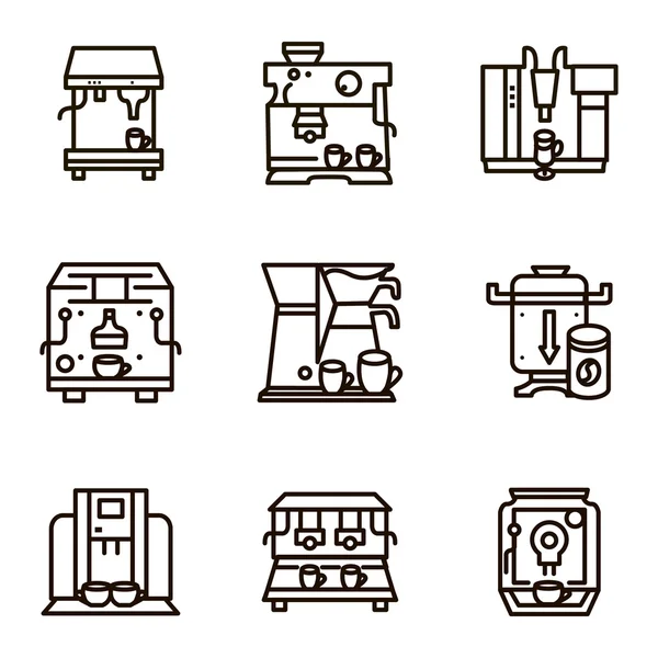 Flat line vector icons for selling coffee machines — ストックベクタ