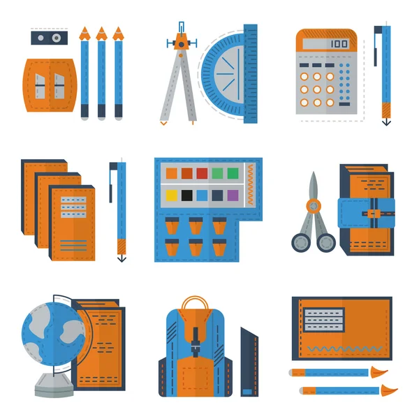 Icônes vectorielles de couleur plate papeterie — Image vectorielle