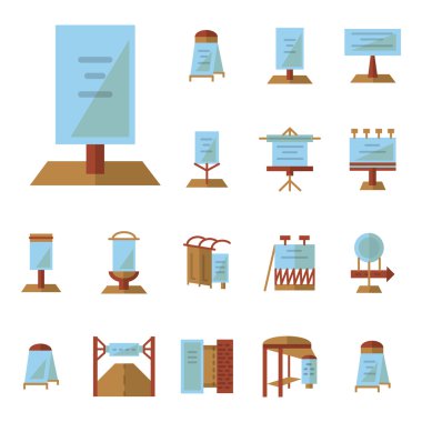 Advertising boards flat vector icons