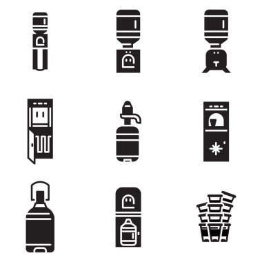 Water cooler black vector icons