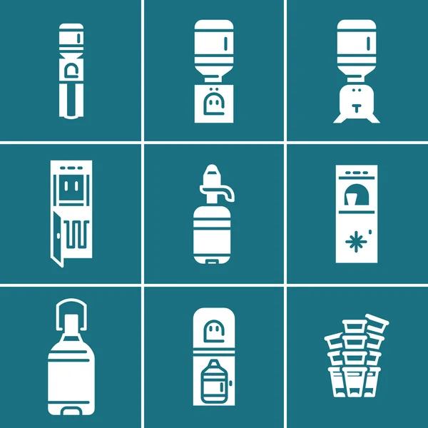Water coolers white vector icons set. — Stock Vector