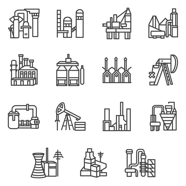 Industrial objects line vector icons set — Stok Vektör