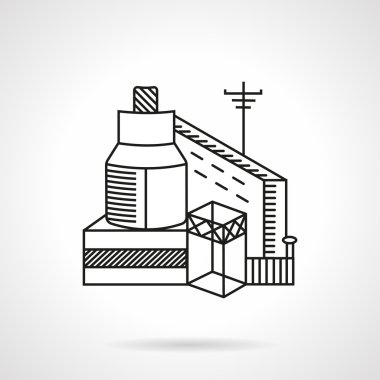 Grain factory flat line vector icon