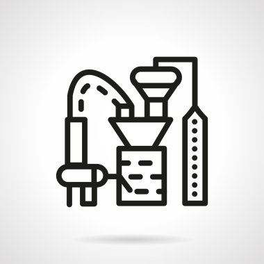 Processing crops factory line vector icon