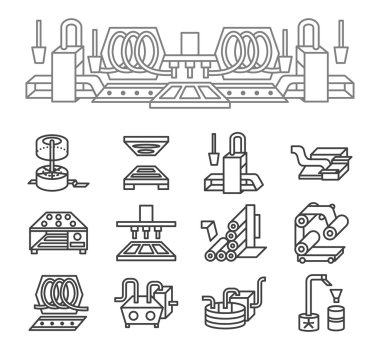 Food production simple line vector icons