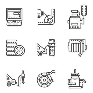 Car service simple line vector icons