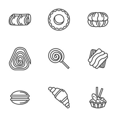 Sweets simple vector icons set