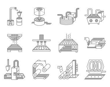 Vector icons for food processing industry