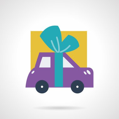 Car with bow flat vector icon