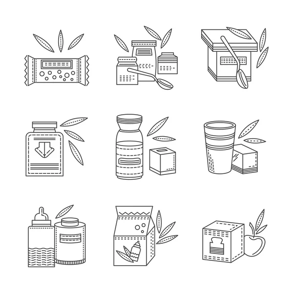 Line vector icons for healthy nutrition — Stockový vektor