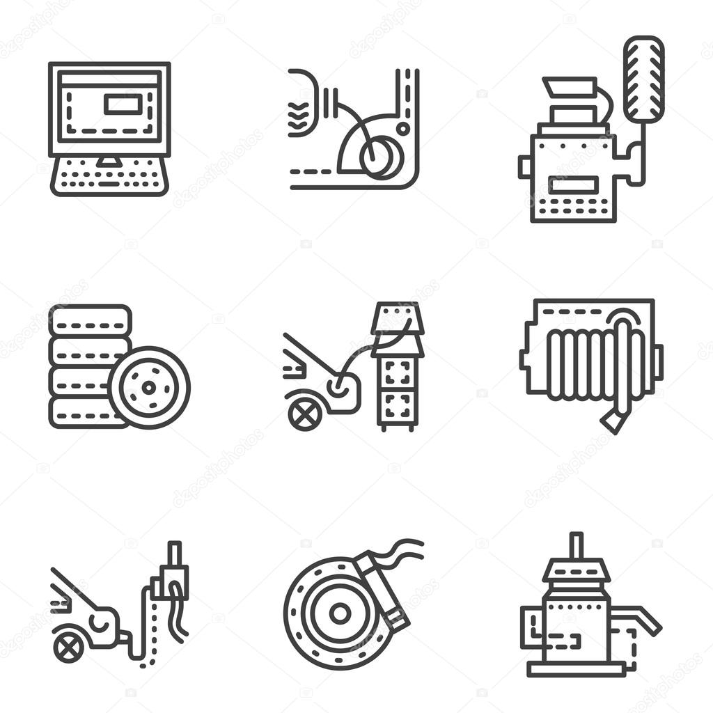 Car service simple line vector icons