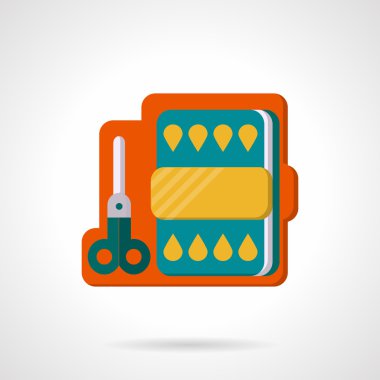 Flat color vector icon for scissors and paper