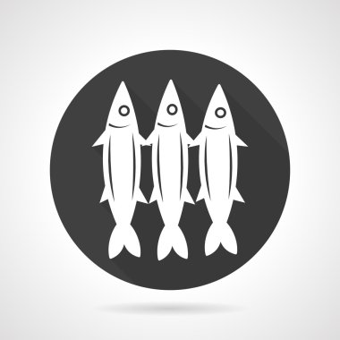 Sardines round black vector icon