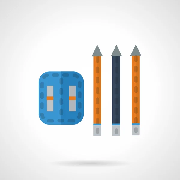 Pencils and sharpener flat vector icon — Stock Vector