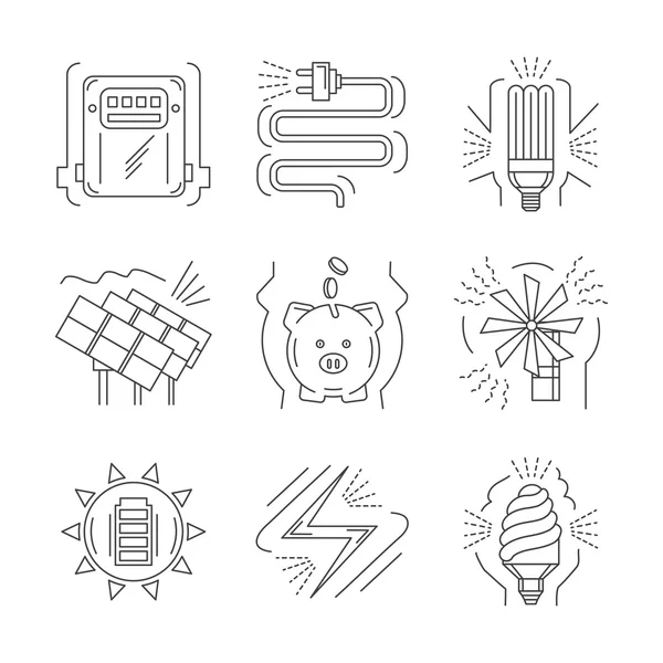 Saving energy thin line vector icons — Stock vektor