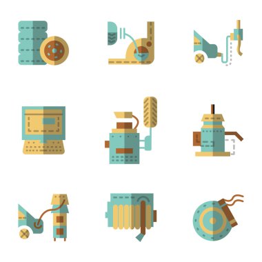 Auto service flat vector icons set