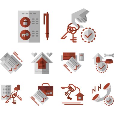 Rent of house flat color vector icons