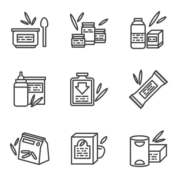 Simple line vector icons for baby food — ストックベクタ