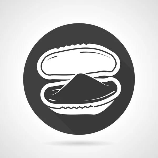 Black round vector icon for mussel — Stock Vector