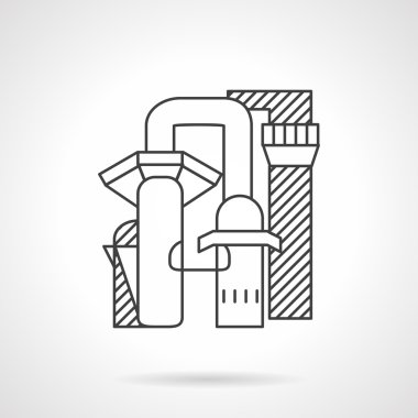 Pulp and paper mill line vector icon