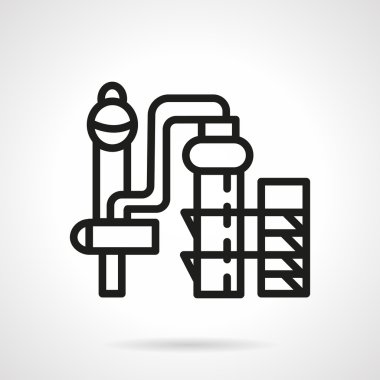 Chemical plant black line vector icon