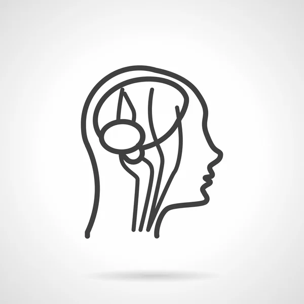 Anatomy brain black line vector icon — Stock Vector