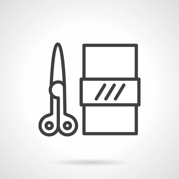 Scissors and paper  black line vector icon — 图库矢量图片