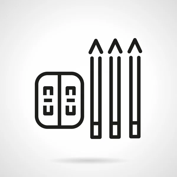 Lápices de línea simple y el icono del vector afilador — Vector de stock