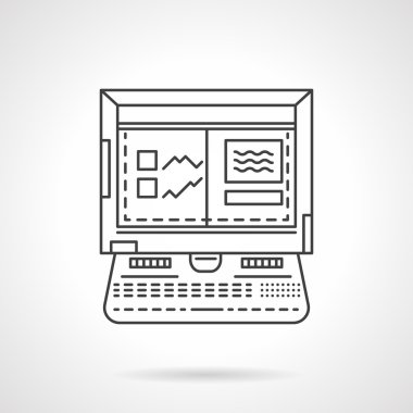 Laptop için araba tanılama doğrusal vektör simgesi