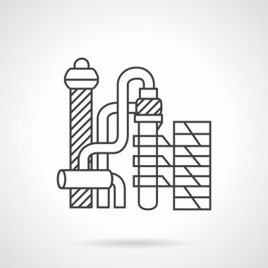 Flat line vector icon for petrochemical plant.