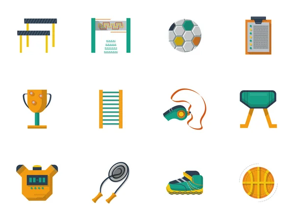 Physical culture flat color vector icons set — 스톡 벡터