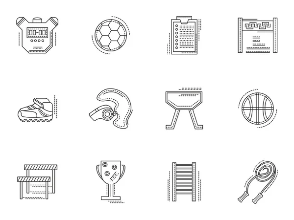 Línea delgada estilo cultura física vector iconos — Vector de stock