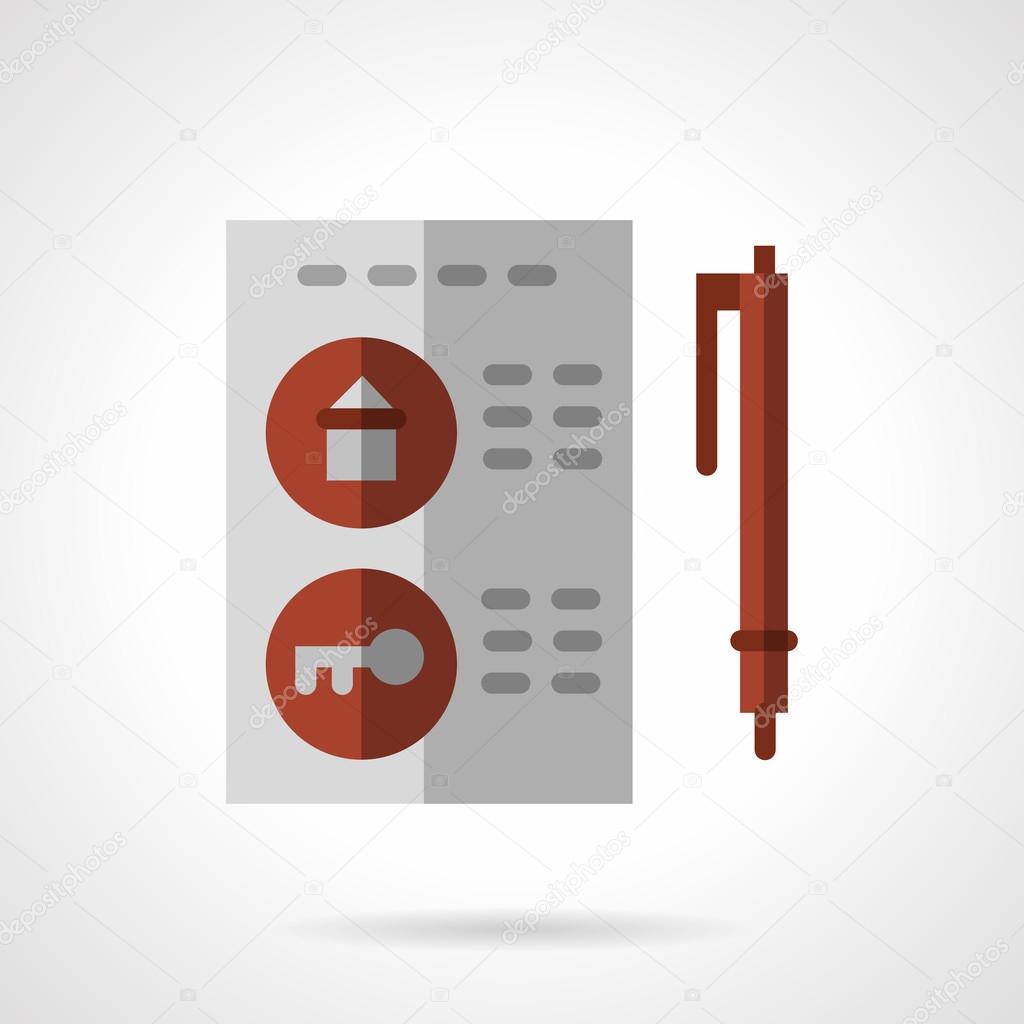 Flat color housing agreement vector icon