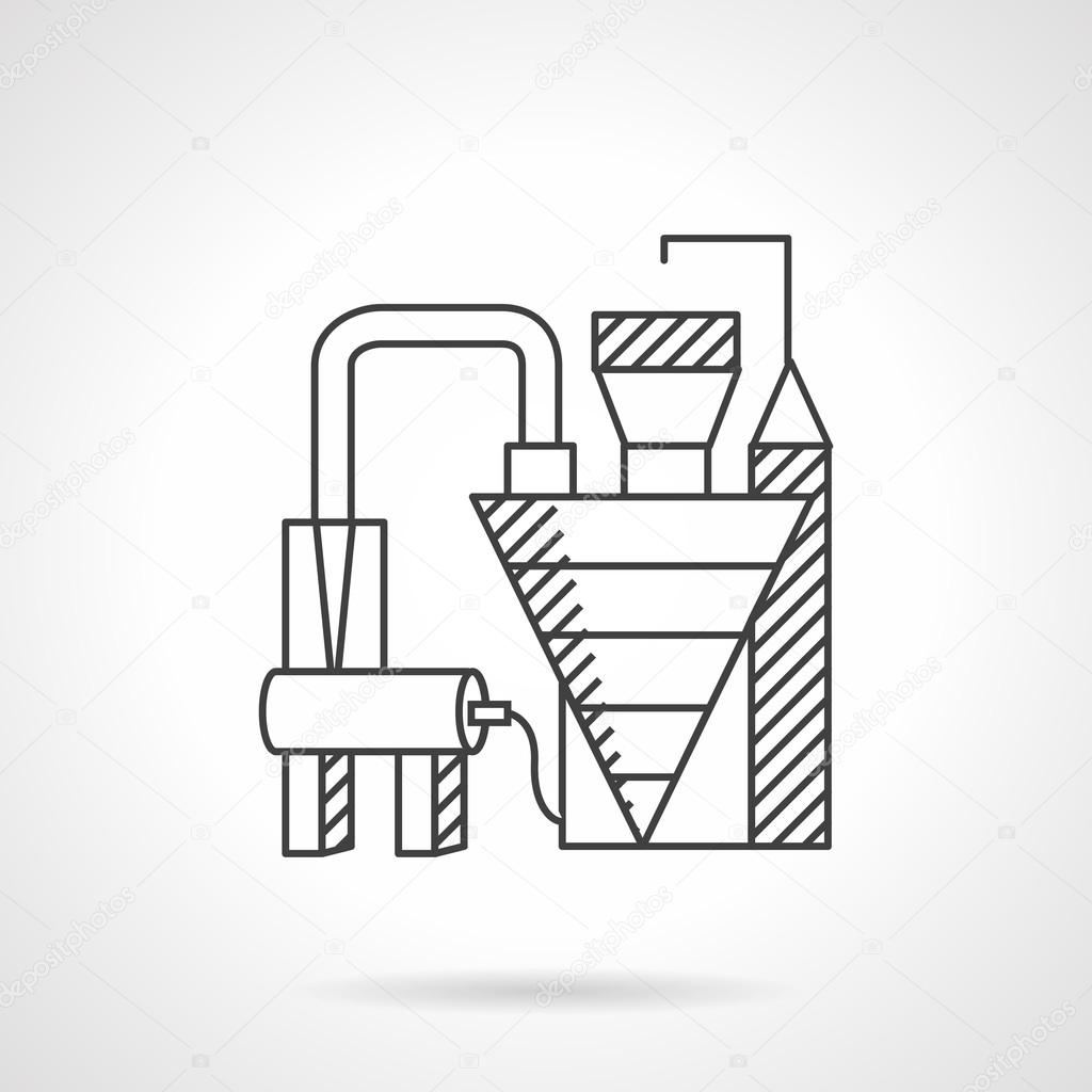 Waste recycling factory line vector icon