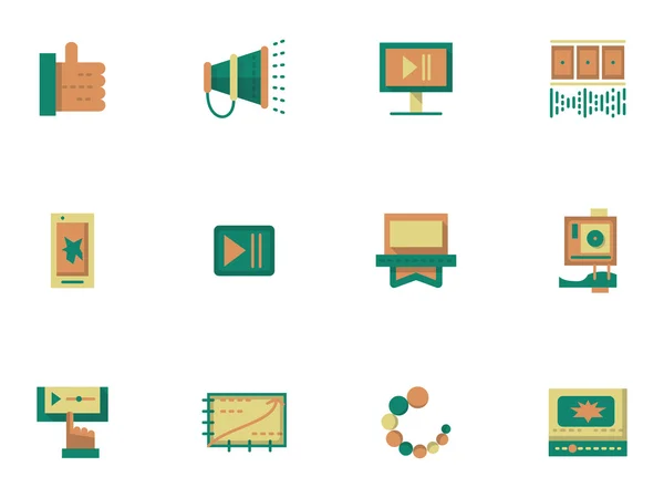 Flat simple vector icons for video blogging — Stock Vector