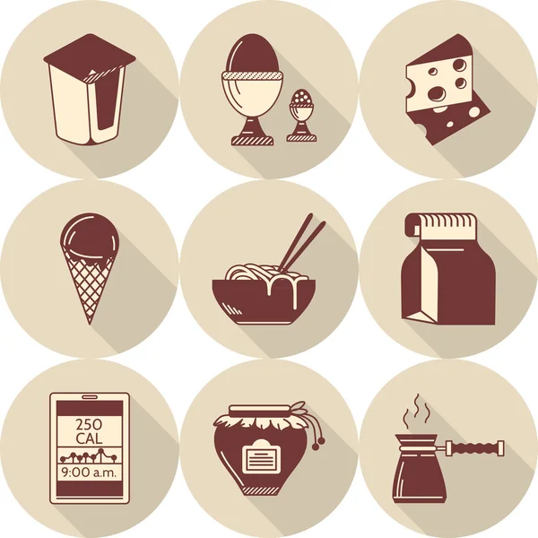 Lunch brown flat style vector icons set — Stock Illustration Lunch brown flat style vector icons set Royalty Free Stock Vectors