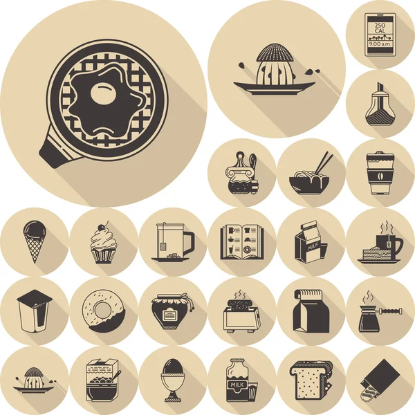 Comida marrón iconos planos colección vectorial — Archivo Imágenes Vectoriales